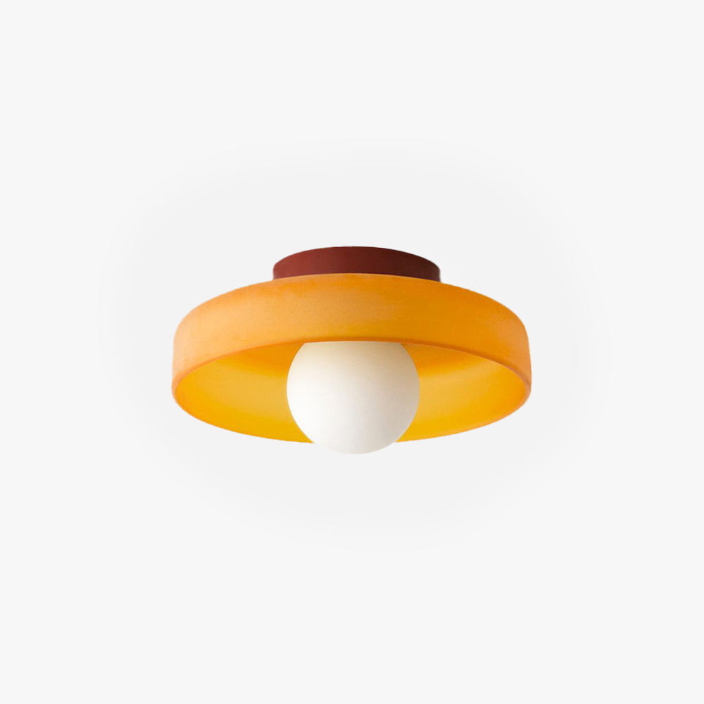 Elegant Glass Drum Ceiling Light With Metal Frame
