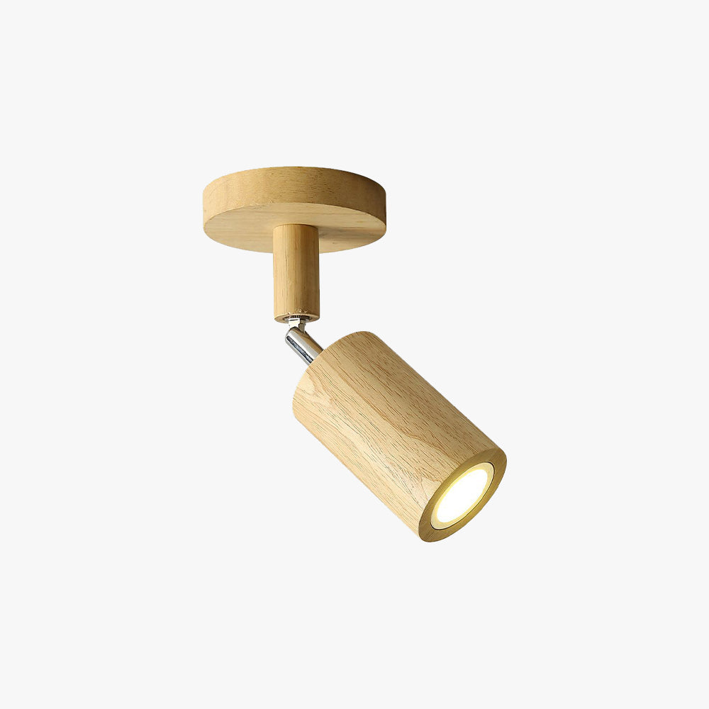 Adjustable LED Ceiling Spotlight With Walnut Wood Finish