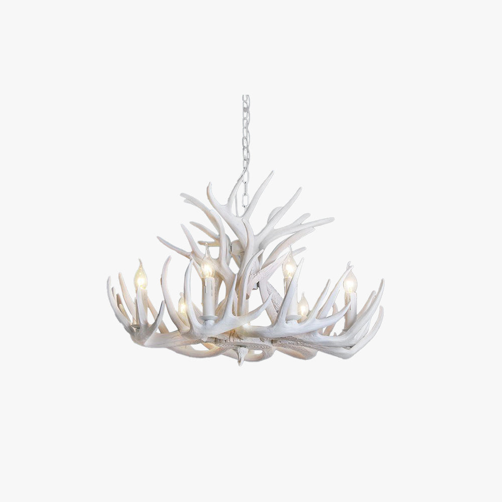 Rustic White Antler Chandelier for Dining Room