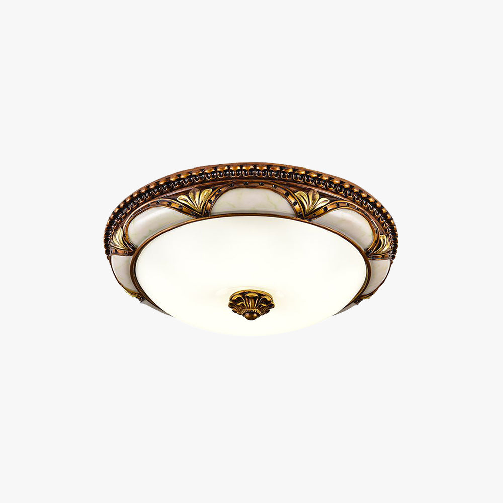 Vintage Brass Flush Mount Ceiling Light With Floral Design
