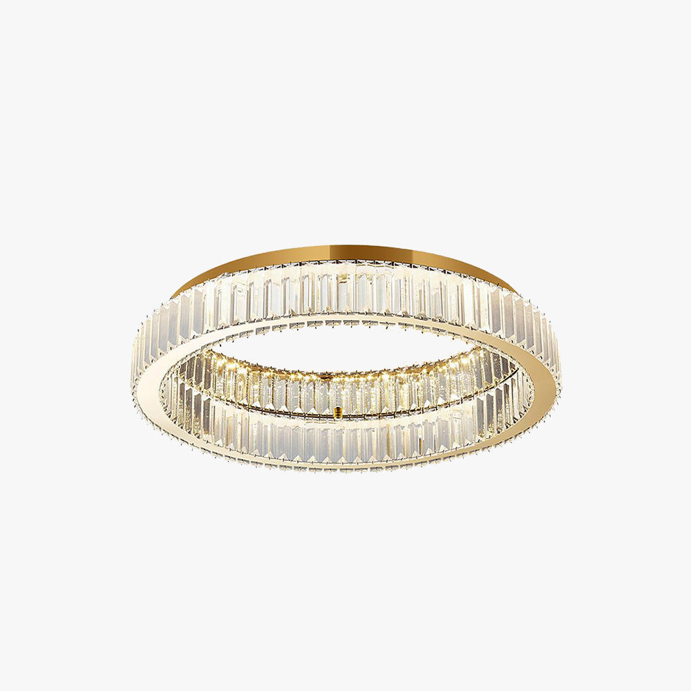 Aurora Circular Crystal Art Deco Flush Mount Ceiling Light Gold