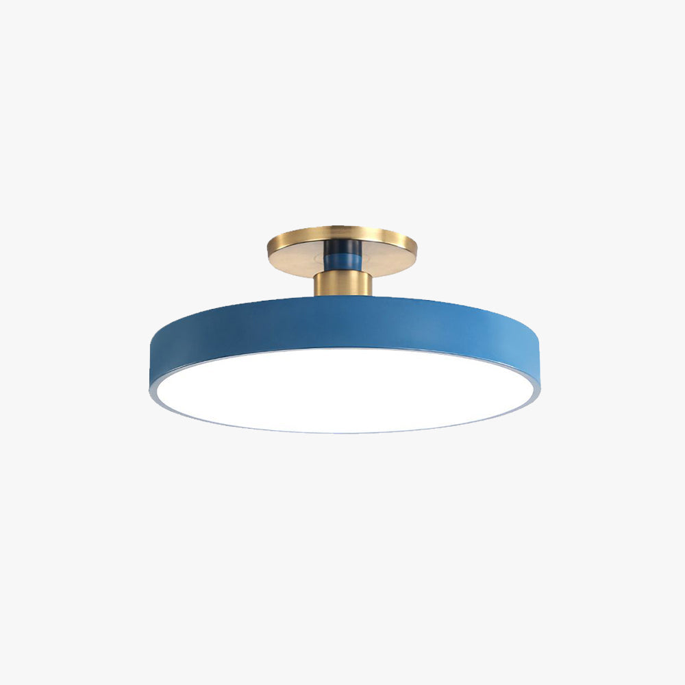 Slim Round Flush Mount Ceiling Light In Black White Gold Dusty Blue