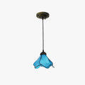 Elegant Flower Resin Pendant Light Blue Pink Glass Shade