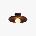 Walnut Wood Bubble Hat Flush Mount Ceiling Light