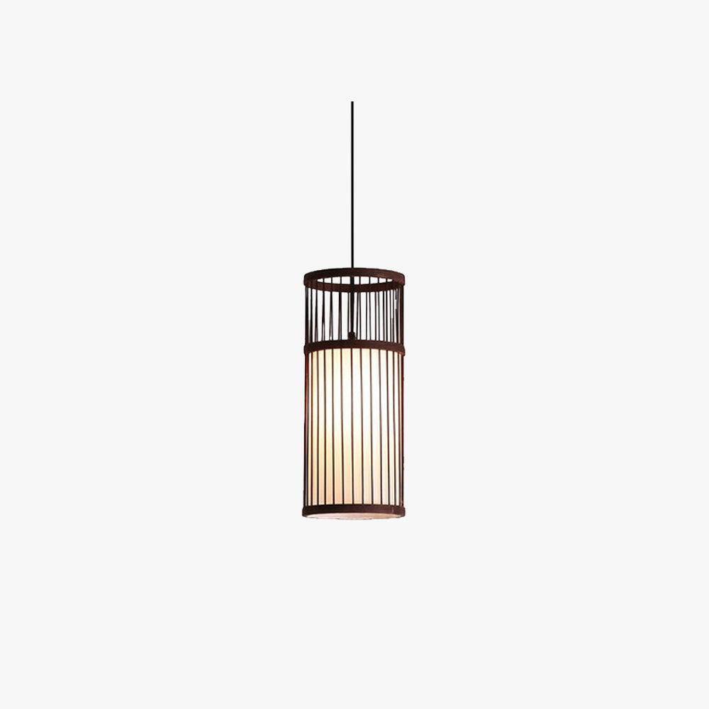 Eco Friendly Coffee Wood Weave Cylinder Pendant Light