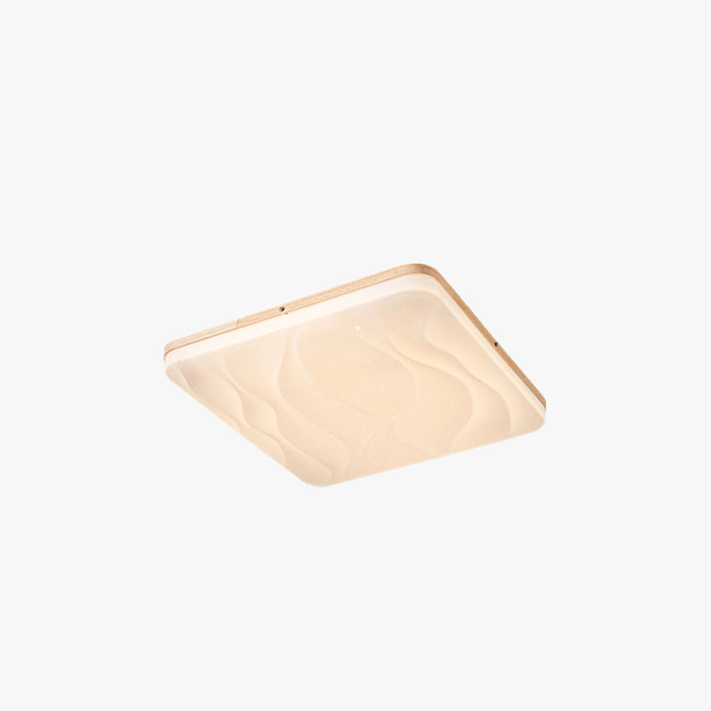 Geometric LED Flush Mount Ceiling Light With Wood Base