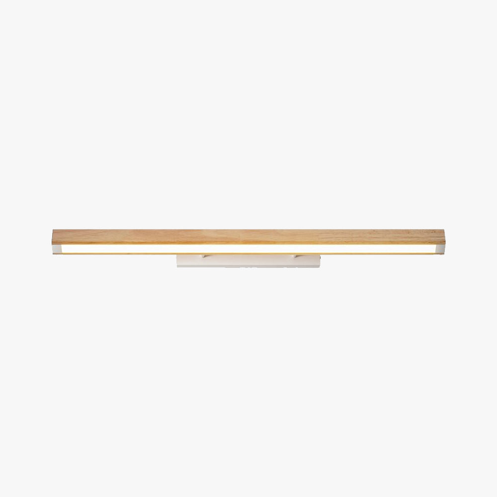 Minimalist Linear Wood Vanity Wall Light With Acrylic Accent Bathroom