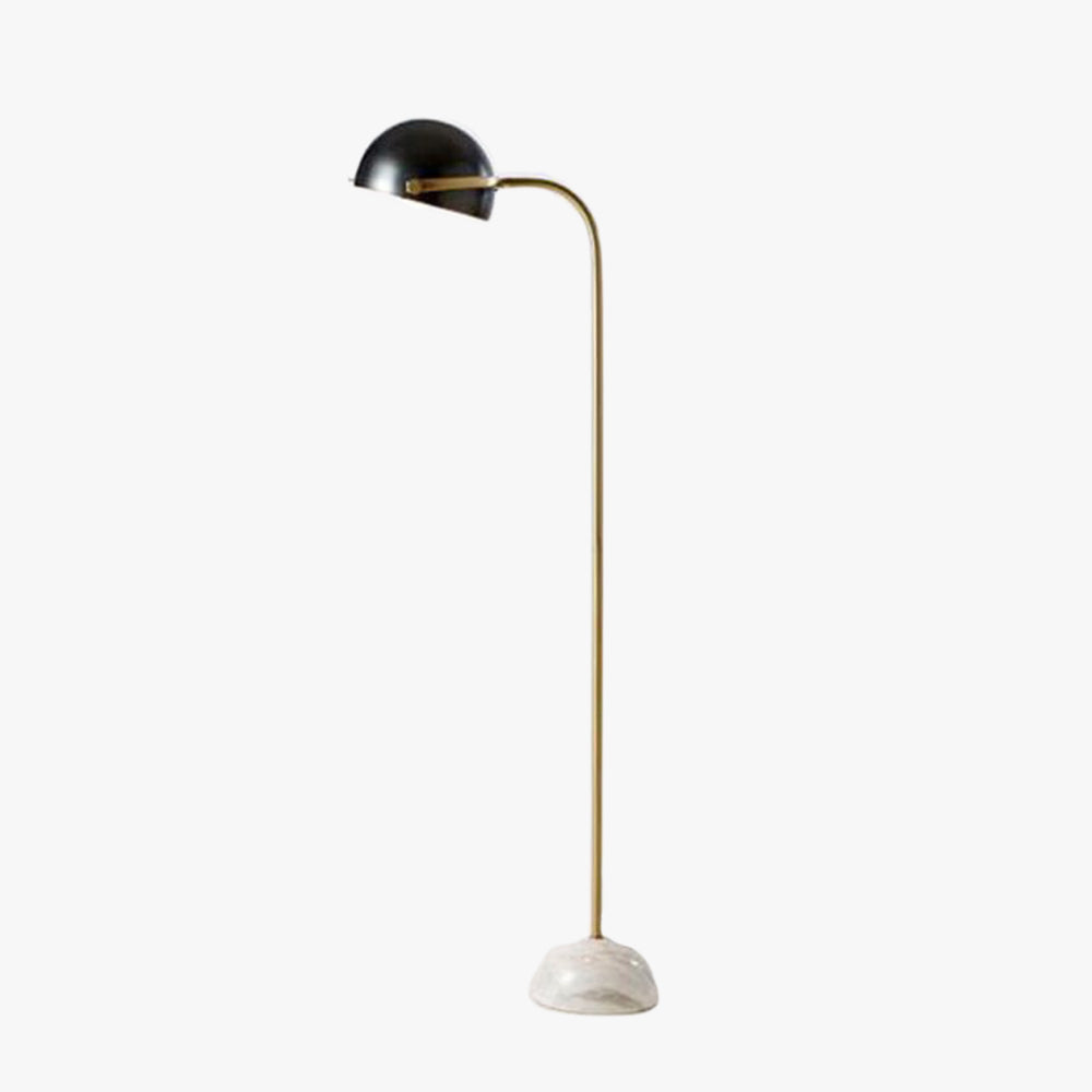 Black Semi Circular Arc Floor Lamp With Marble Base