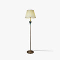 Antique Floor Lamp With Fabric Shade In Multi Colour Finish