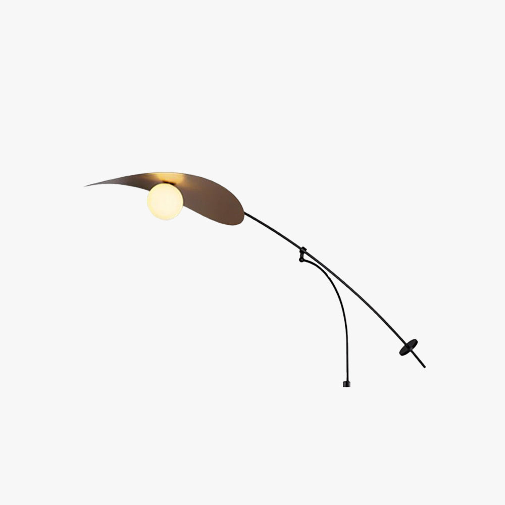 Arc Wall Lamp In Black And Gold Metal And Glass For Bedroom