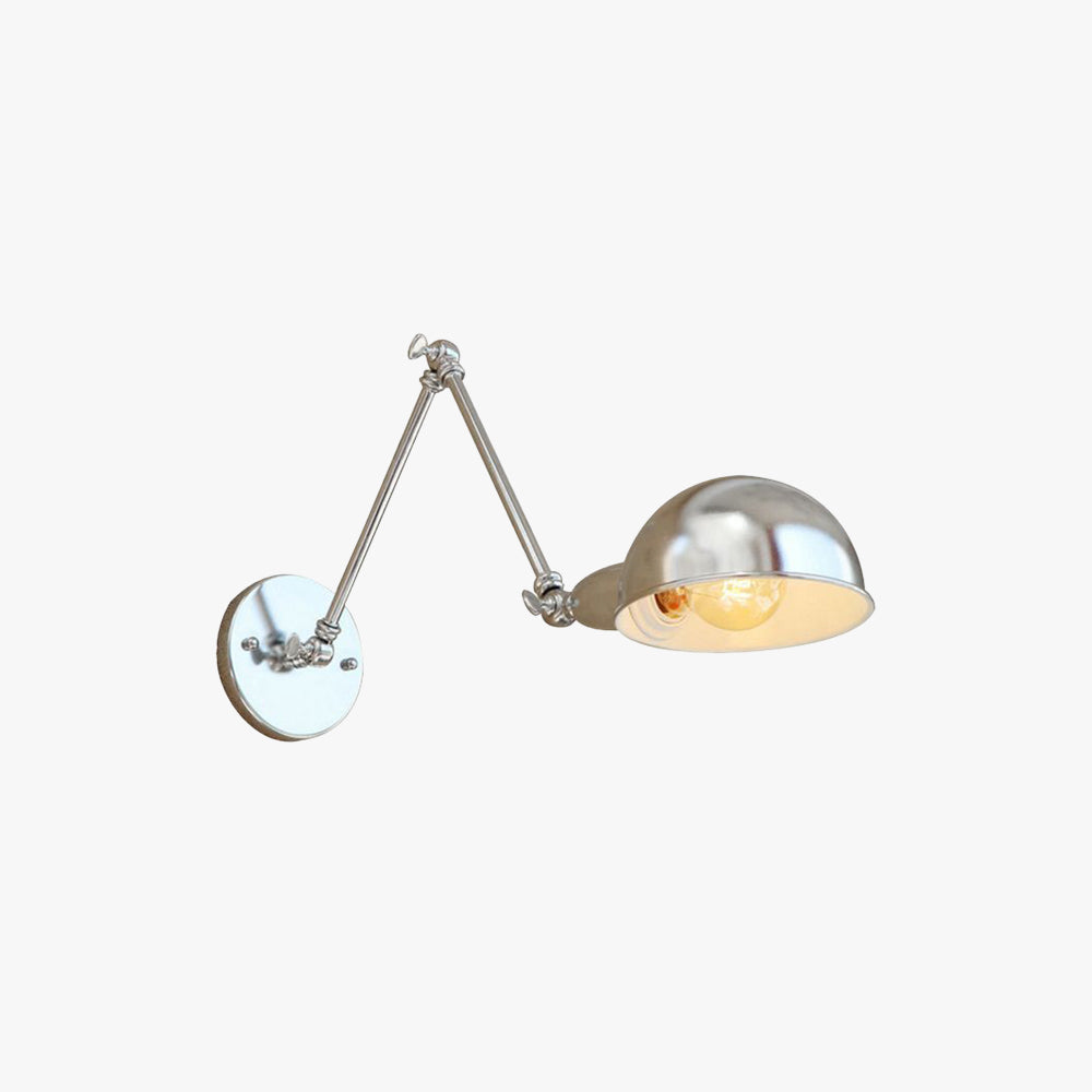 Dimmable Dome Wall Lamp With Silver Metal Finish For Bedroom