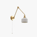 Drum Ceramic Wall Lamp With Adjustable Metal Arm White