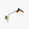 Industrial Swing Arm Vanity Wall Lamp In Black And Antique Gold