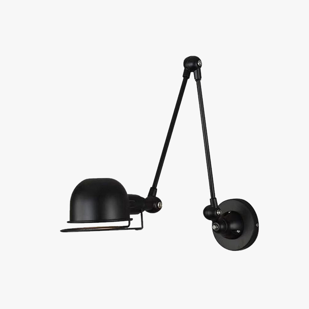 Dome Wall Lamp With Adjustable Metal Arm Black And White For Bedroom