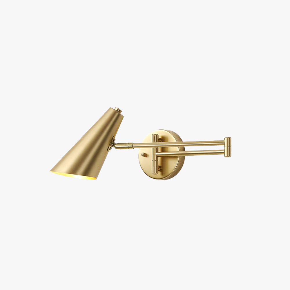 Nova Cone Wall Light With Adjustable Arm For Bedroom Black Gold
