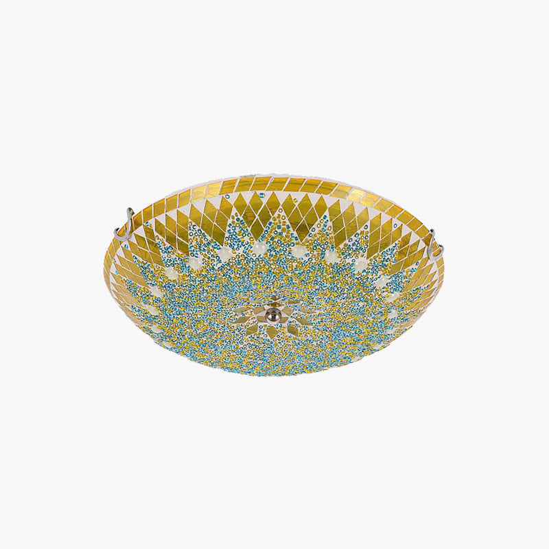 Mediterranean Glass Flush Mount Colour Changing Blue Yellow White