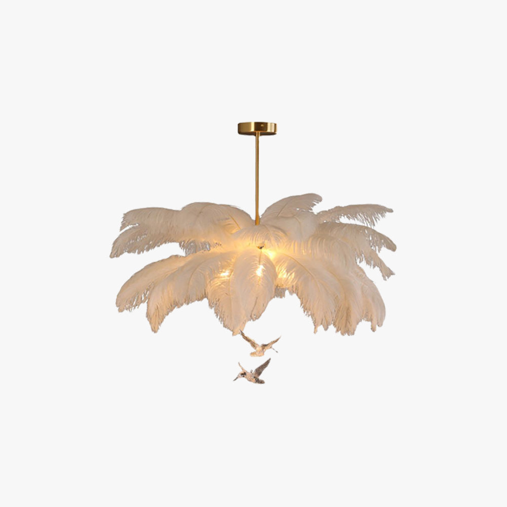 Contemporary Ostrich Feather Chandelier White