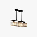 Crystal Square Pendant Light For Dining Black Gold 3 Head