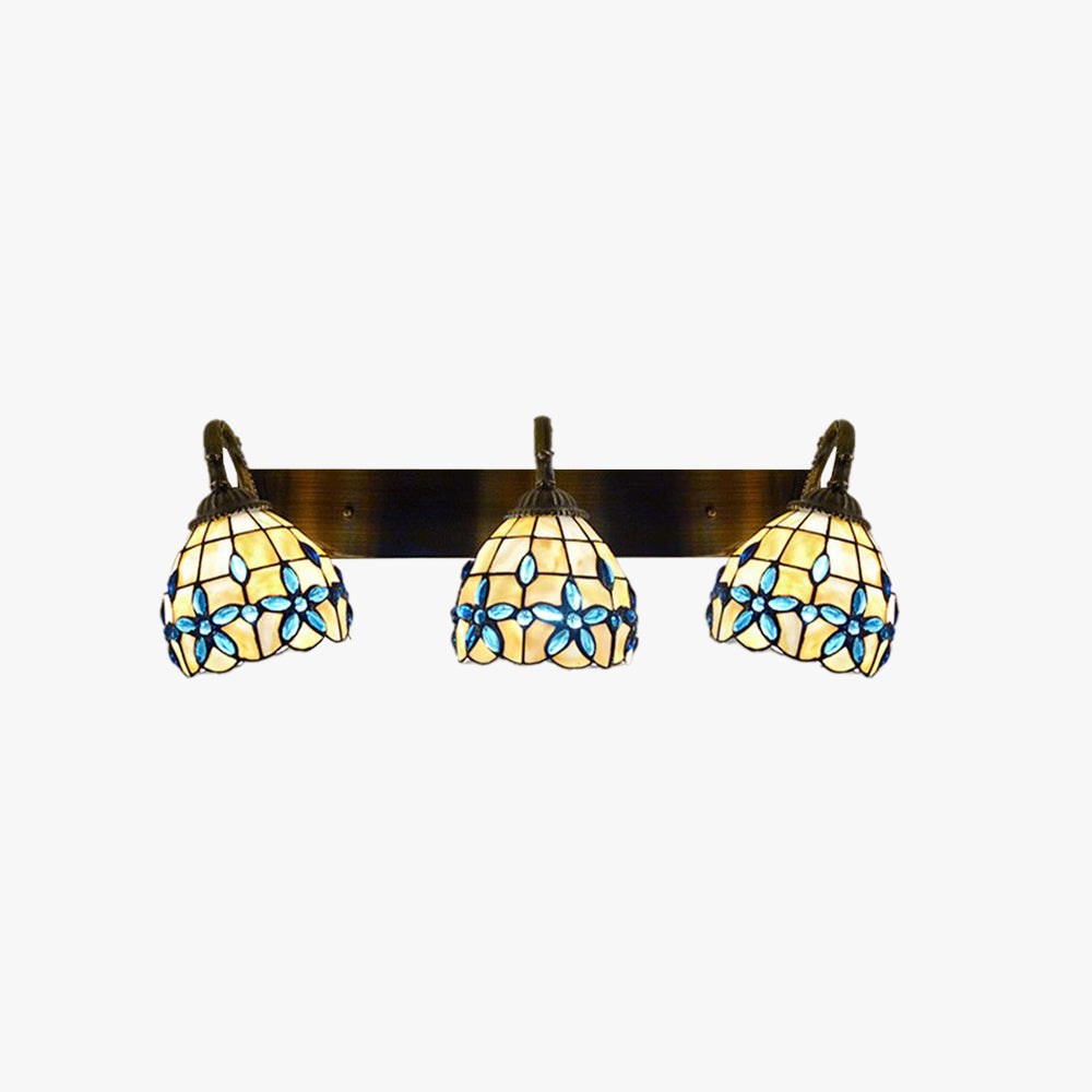 Vintage Floral Wall Lamp For Bedroom In Metal And Glass