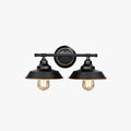 Retro Cast Metal Bowl Wall Lamp Black Finish