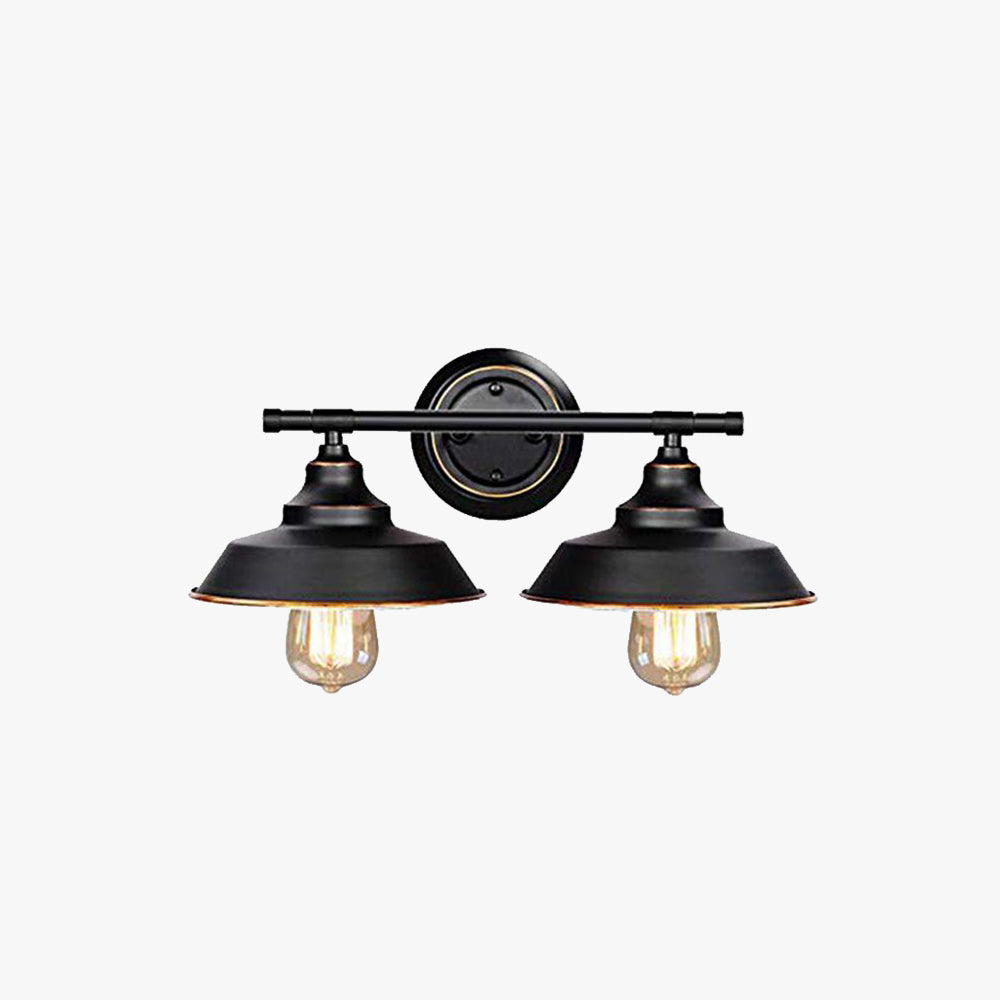 Retro Cast Metal Bowl Wall Lamp Black Finish