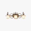 Antique Brass Vanity Wall Light With Floral Mirror Front