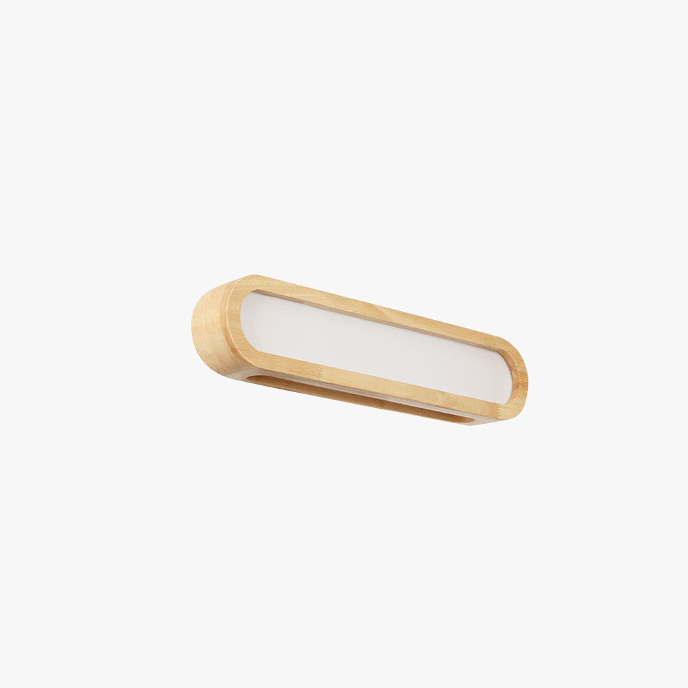 Rectangular Wooden Wall Lamp With Energy Saving Warm White Light