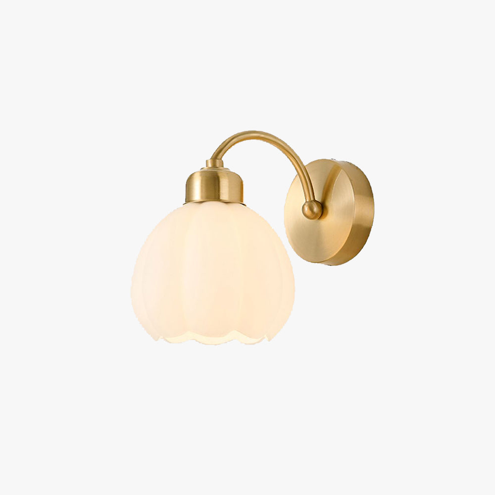 Nordic Floral Vanity Wall Light Glass And Metal Gold Ivory