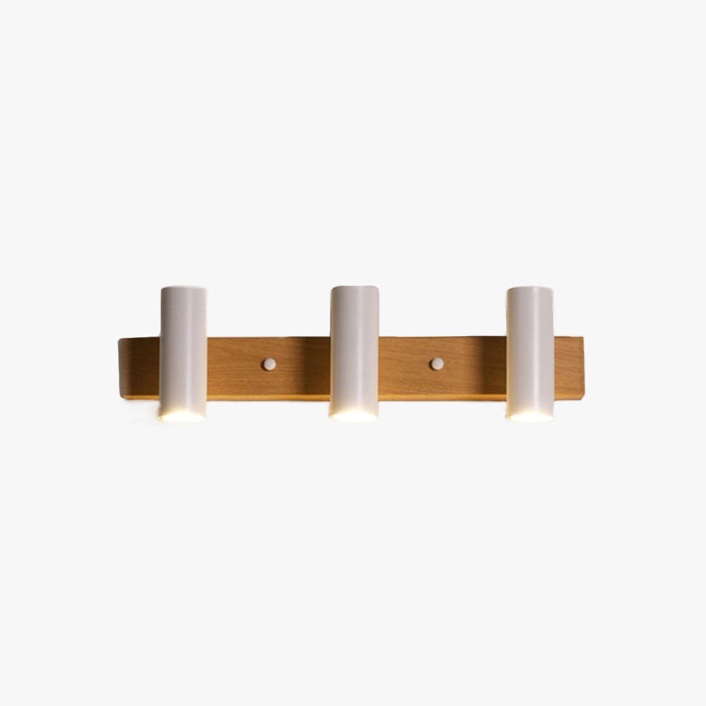 Rotatable Vanity Spotlight Wall Light With Mirror Front Wood And Metal
