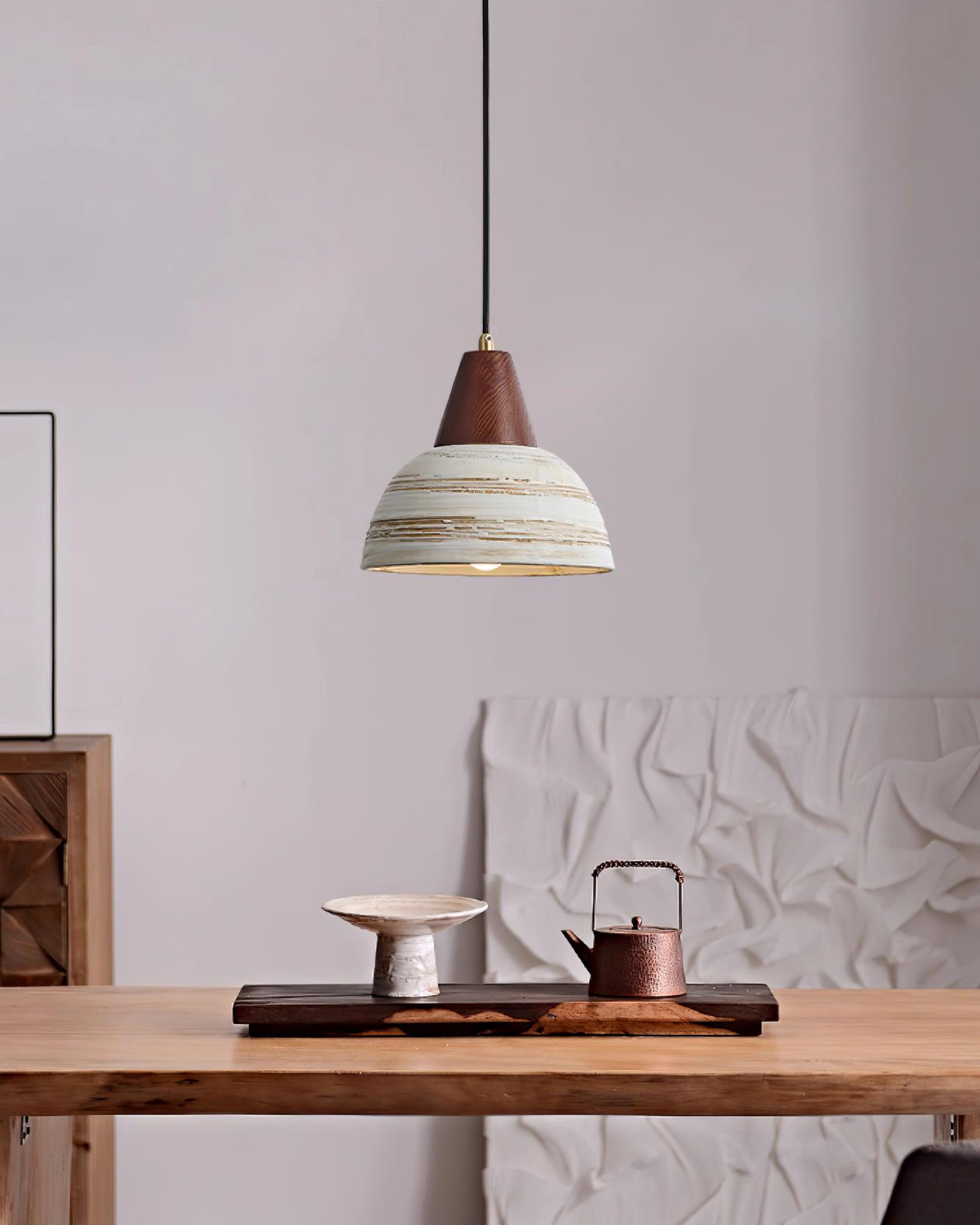 Nordic Pendant Lamp With Ambient Glow Ceramic Shade