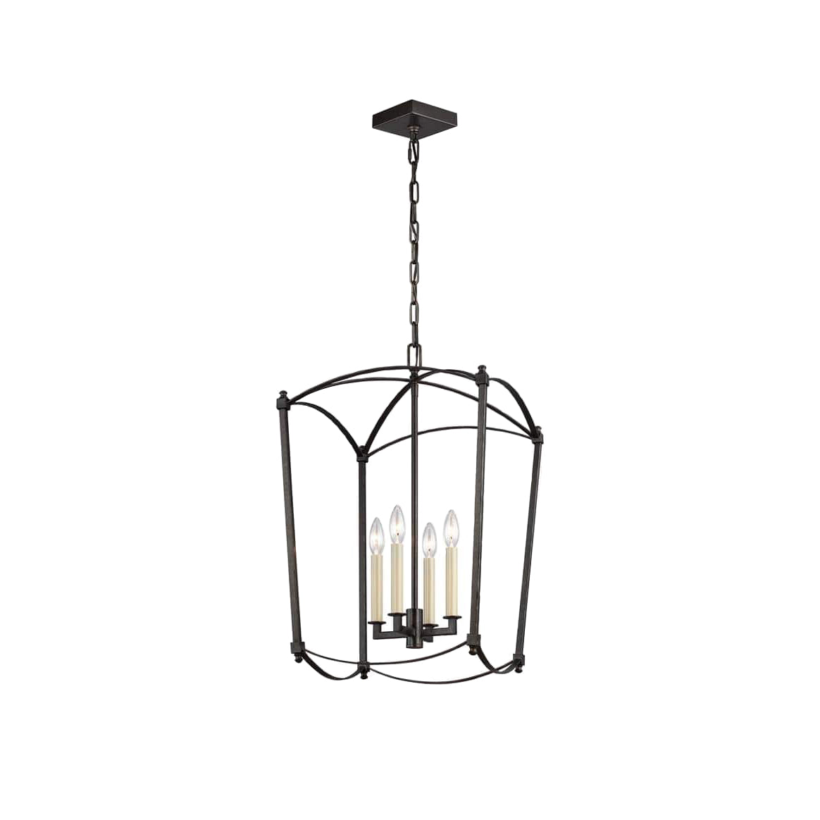 Black Metal Lantern Pendant Light With Three Head Design