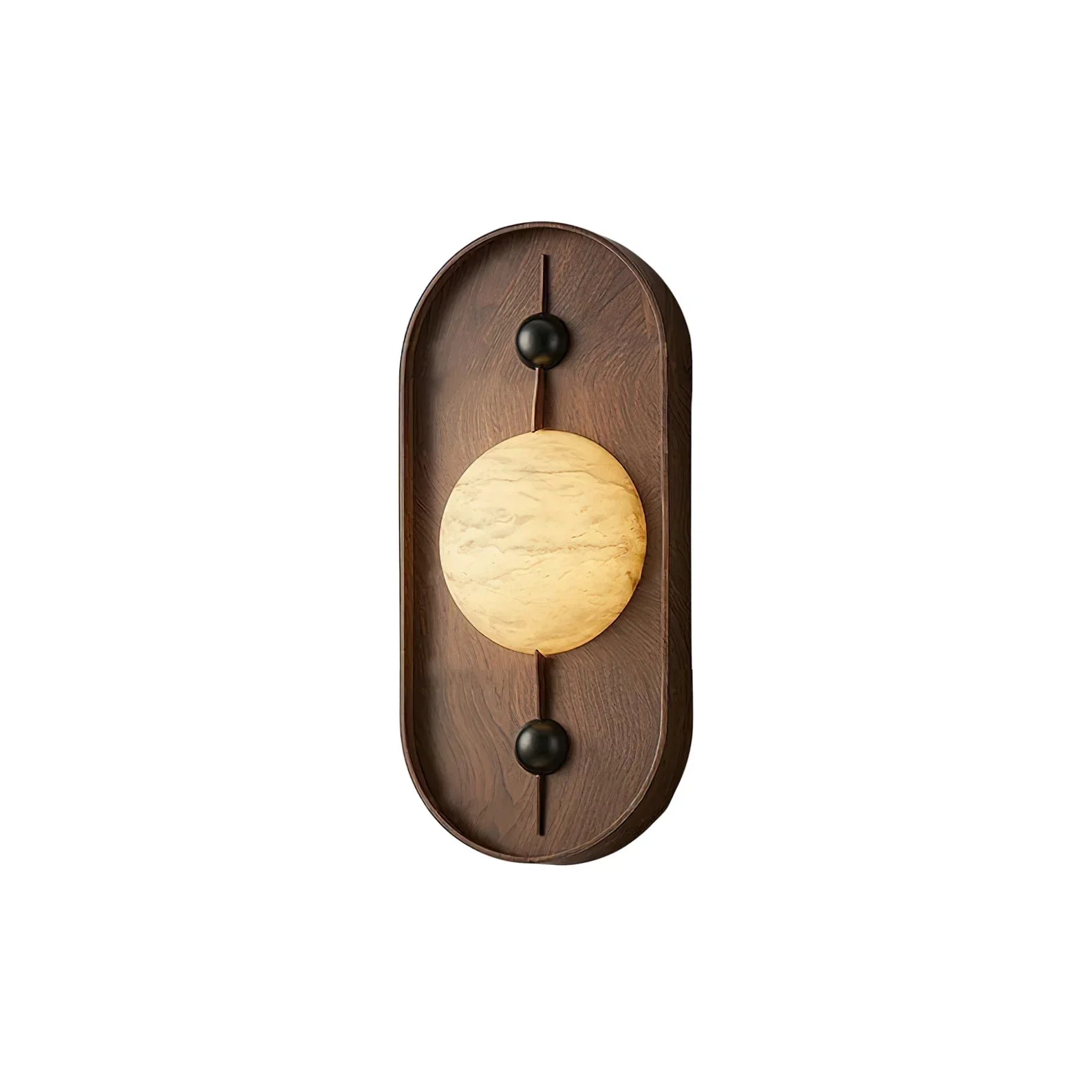 Driftwood Inspired Alabaster Wall Lamp With Walnut Finish