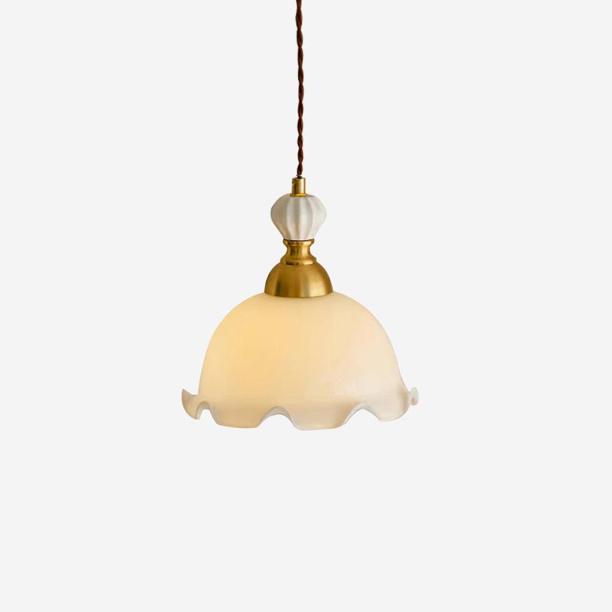 Vintage Romantic Wavy Edge Glass Pendant Lamp With Soft Glow