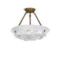 Alabaster Bowl Pendant Light With Brass Finish