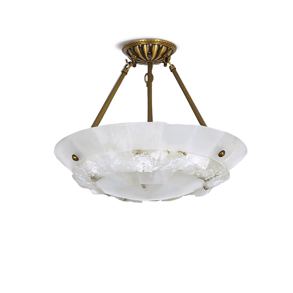 Alabaster Bowl Pendant Light With Brass Finish