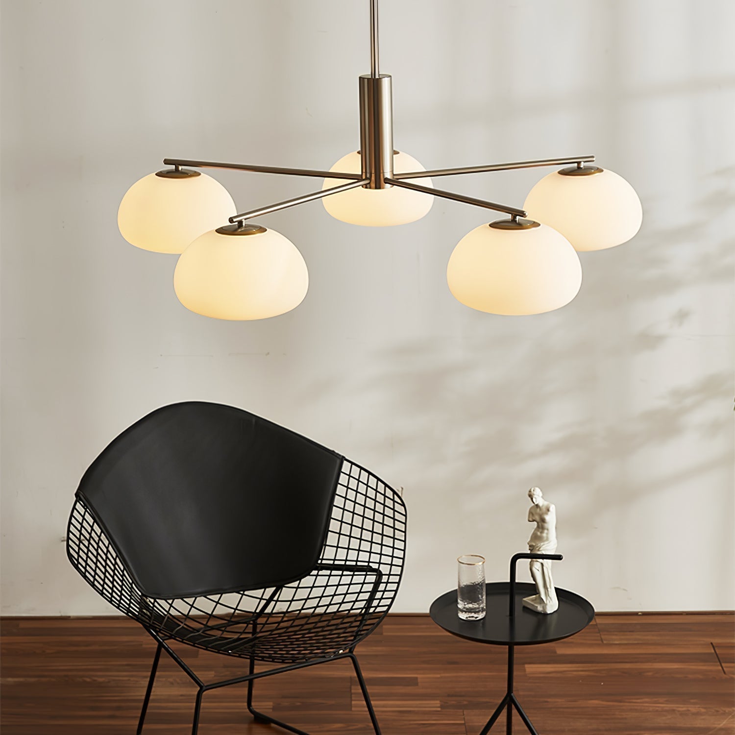 Modern LED Glass Globe Pendant Light With Gold Nickel Finish