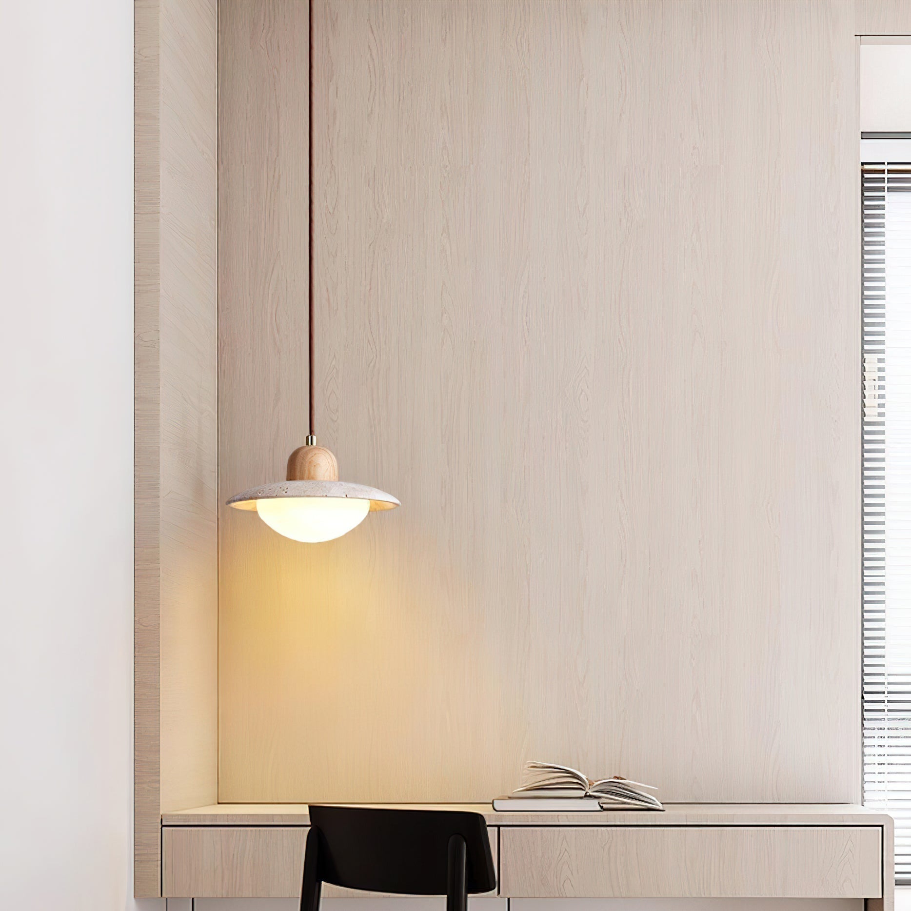 Travertine Pendant Light With Integrated LED