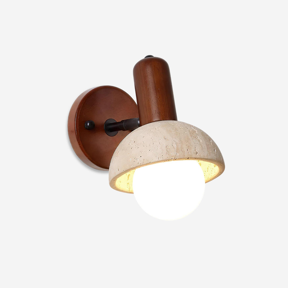 Dimmable Travertine Wall Light With Glass Shade