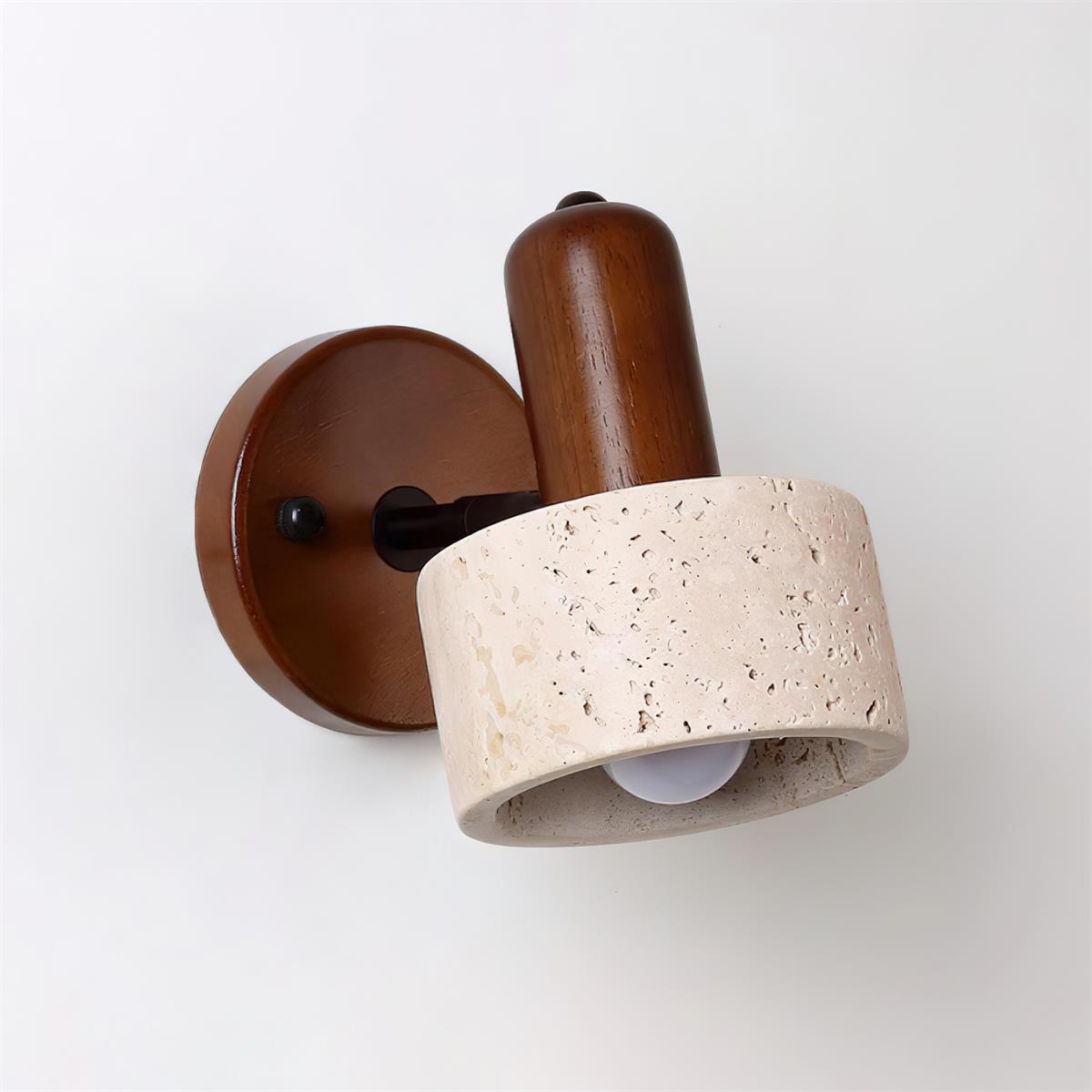 Dimmable Travertine Wall Light With Glass Shade