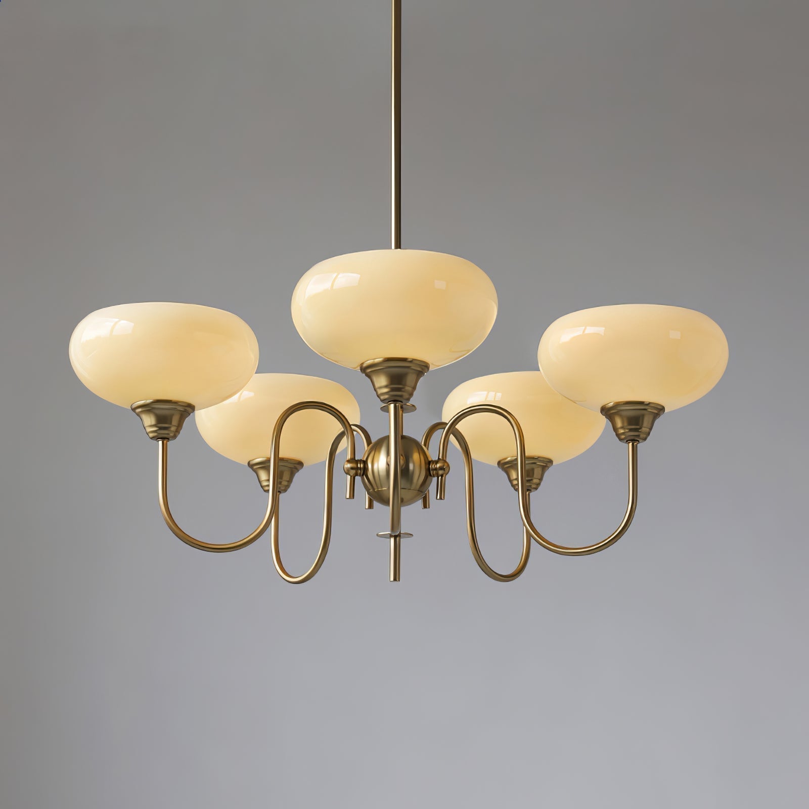 Vintage LED Glass and Metal Chandelier for Living Room