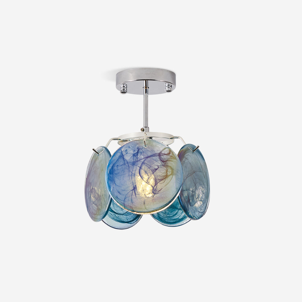Glass Ceiling Light With Metal Canopy Damp Rated