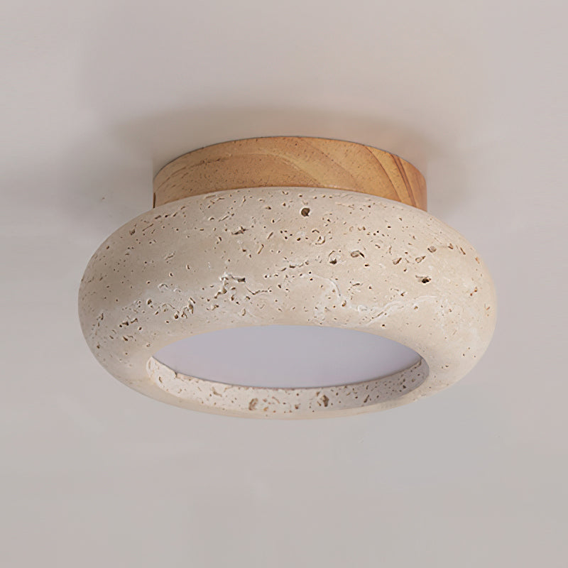 Mini Travertine Ring Flush Ceiling Light
