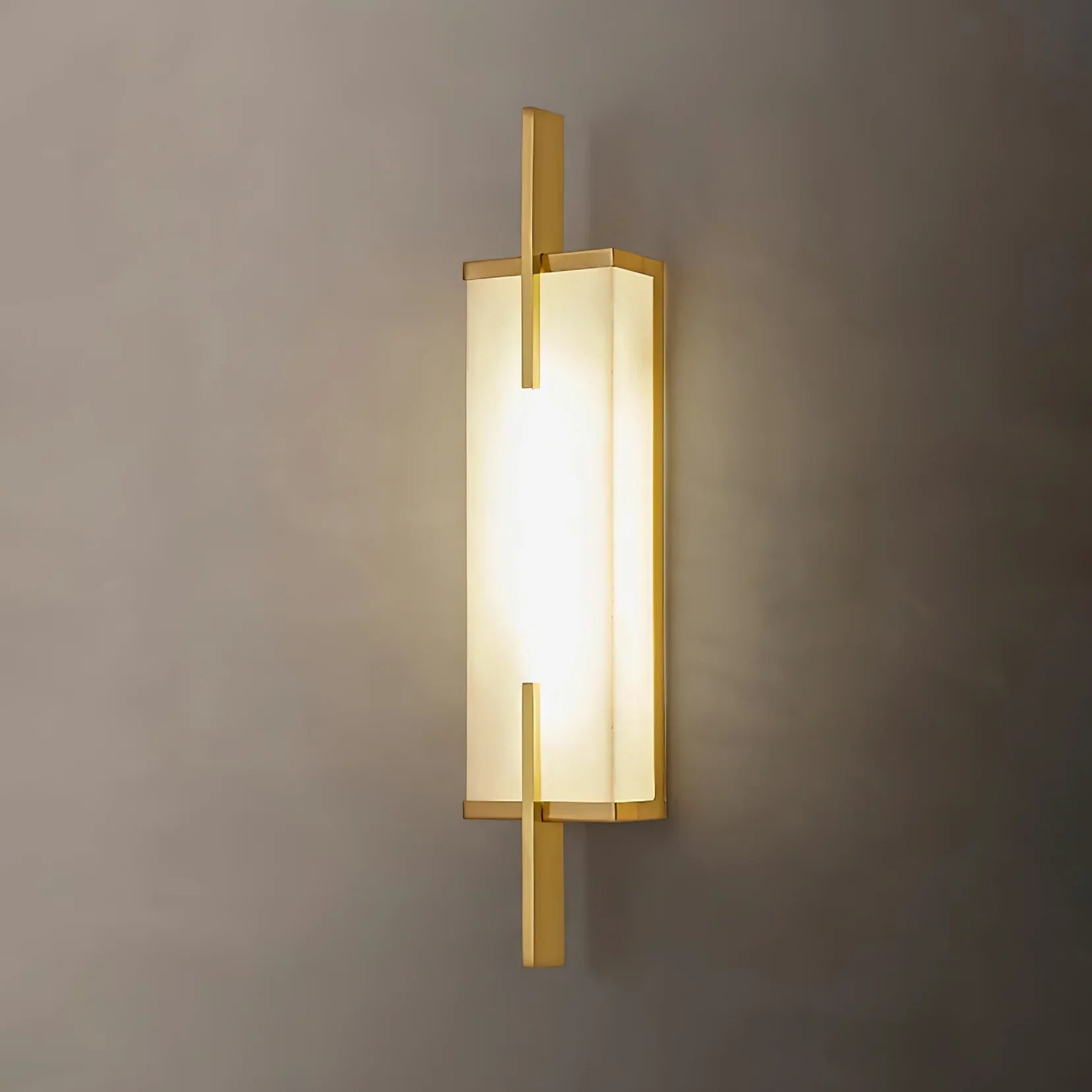 Rectangular Alabaster Wall Light With Minimal Frame