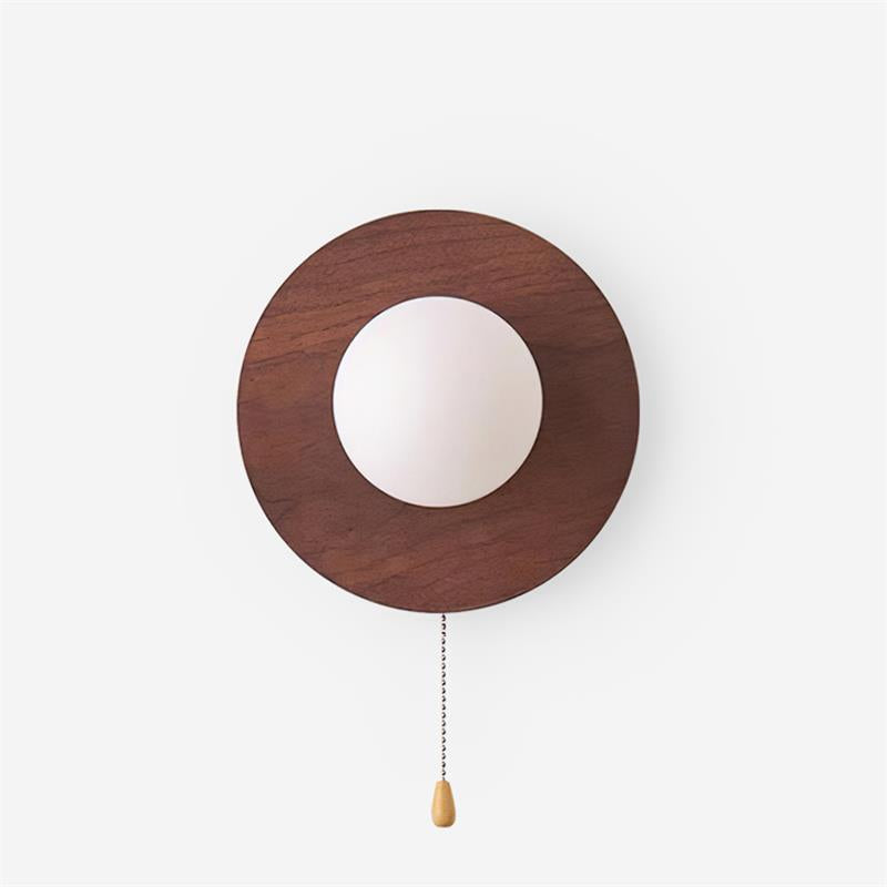 Walnut Wood Wall Light With Glass Shade G9 Socket Hardwired Damp Rated