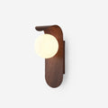 Indoor Curved Base Wall Lamp With Walnut Or Wood Finish