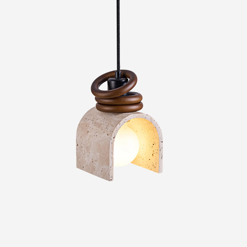 Arched Travertine Pendant Light With Warm Glow
