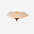 Floral Inspired Dimmable Flush Mount Ceiling Light In Gold And Walnut