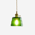 Brass Glass Pendant Lamp With Textured Shade