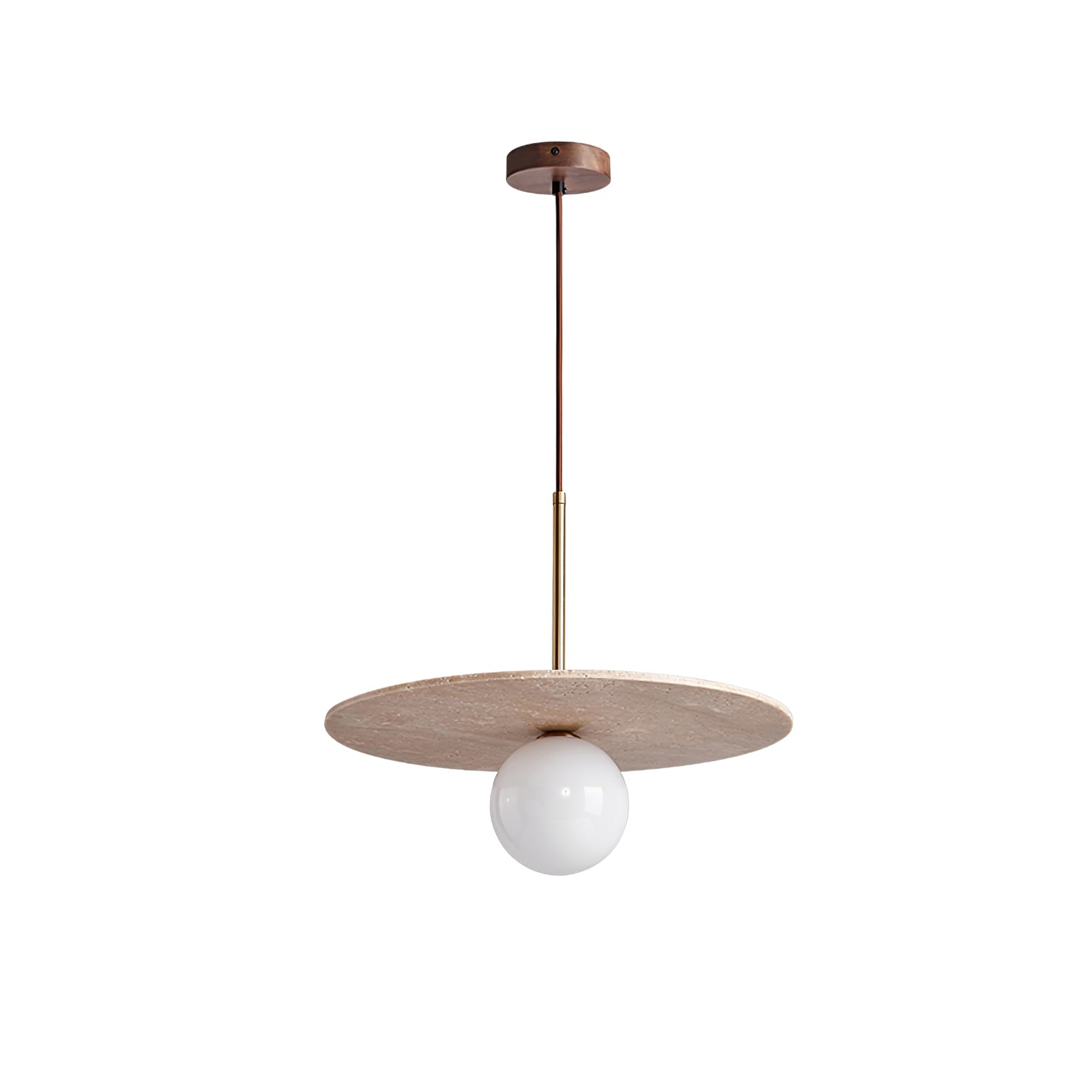 Travertine Pendant Light With Ambient Glow And Glass Accents