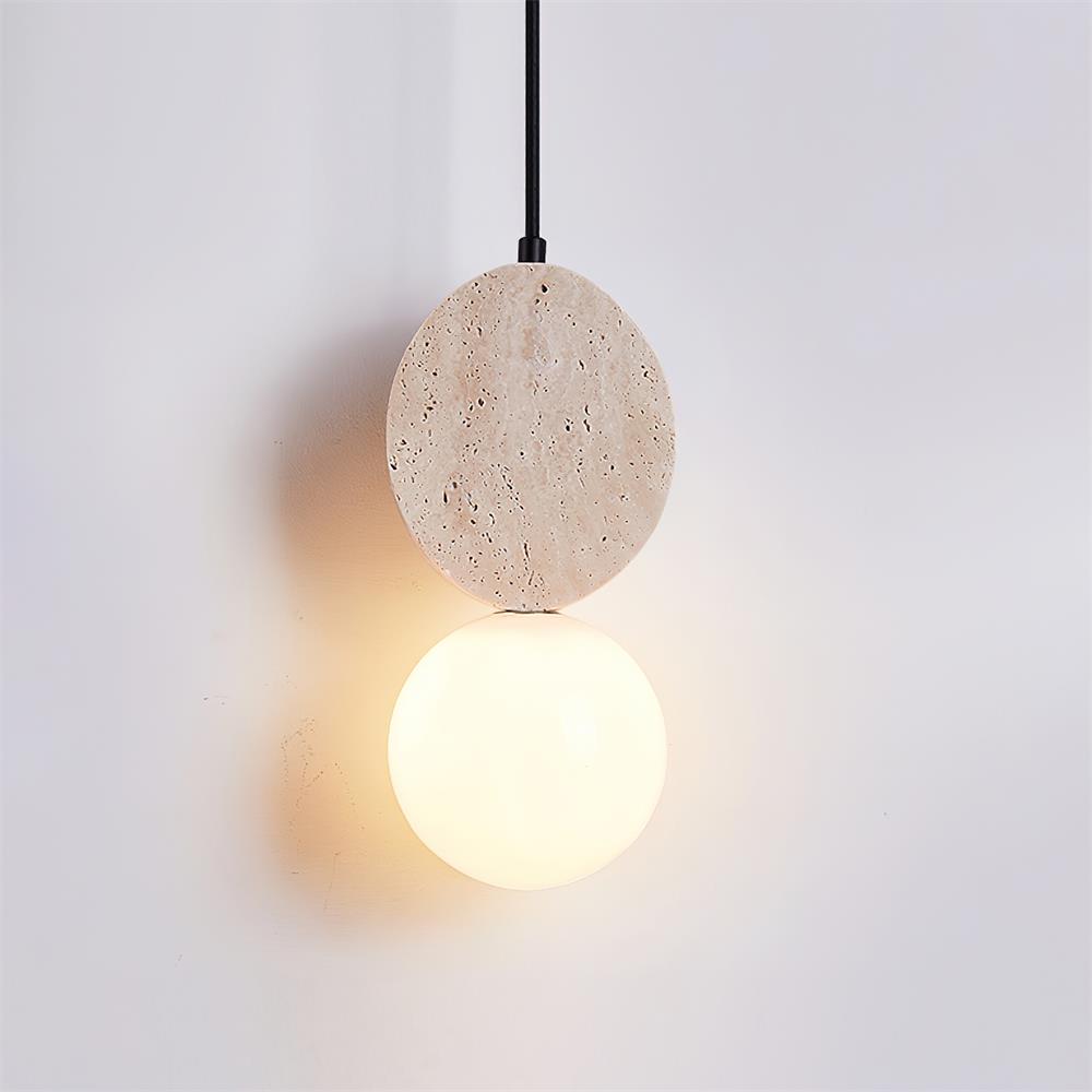 Geometric Travertine Pendant Light For Warm Ambience